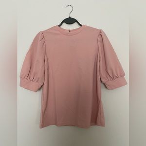 XS Puff Sleeve Blouse | Pink | Keyhole back